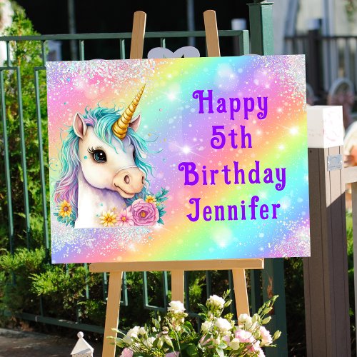 Magical Unicorn Happy Birthday Welcome Yard Sign