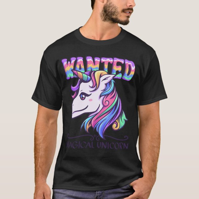 Magical Unicorn Horse Wanted T-Shirt (Front)