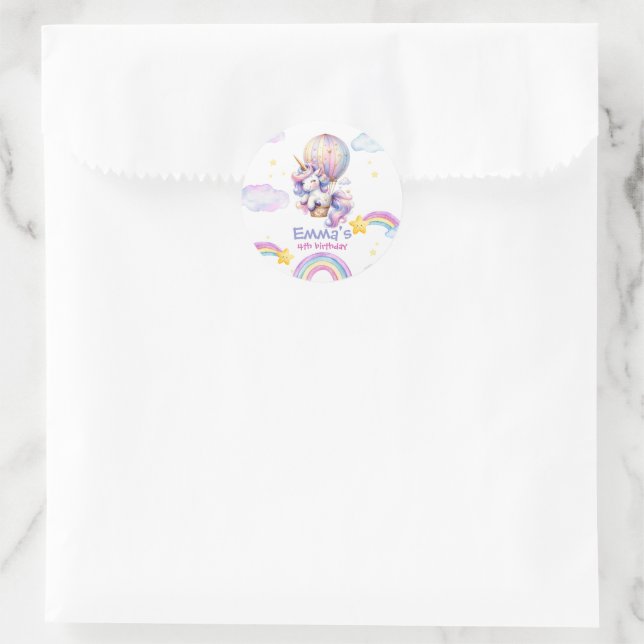 Magical Unicorn Hot Air Balloon Birthday Stickers (Bag)