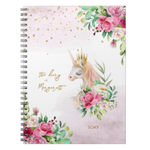 Magical Unicorn Illustration Girl Personalized Notebook
