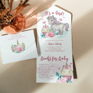 Magical Unicorn It's a Girl Baby Shower All In One Invitation