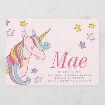 Magical Unicorn Kids Birthday Invitation Invite by blush_printables at Zazzle