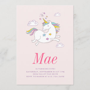 MAGICAL UNICORN KIDS BIRTHDAY INVITATION invite