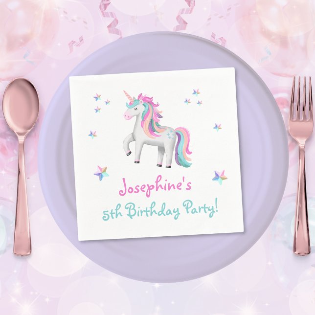 Magical Unicorn Kids' Birthday Napkins (Mockup View
)