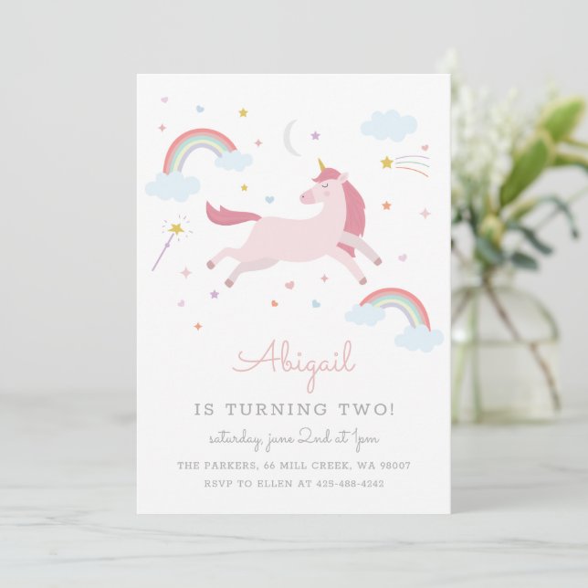 Magical Unicorn Kids birthday party Invitation (Standing Front)