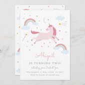 Magical Unicorn Kids birthday party Invitation (Front/Back)
