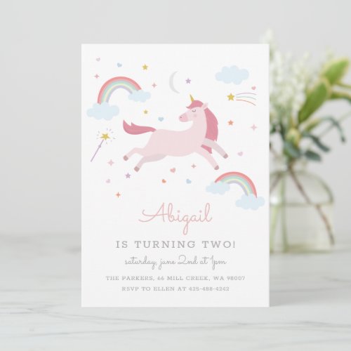 Magical Unicorn Kids birthday party Invitation