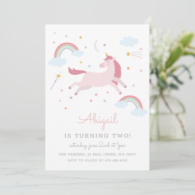 Magical Unicorn Kids birthday party Invitation (Standing Front)