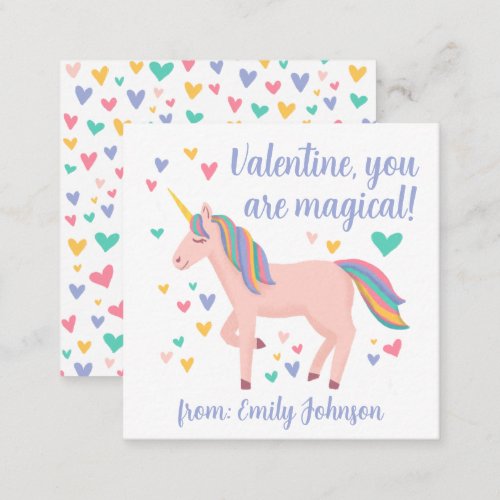 Magical Unicorn Kids Classroom Valentine Card