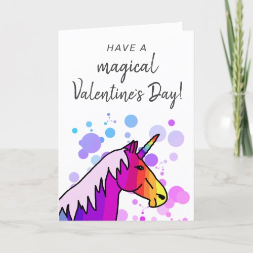 Magical Unicorn Kids Classroom Valentines day Holiday Card