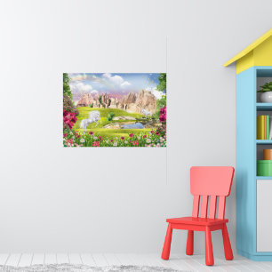 Magical Unicorn Kingdom – Fantasy Castle Landscape Poster