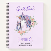 Magical Unicorn Mom & Baby Shower Guest Book