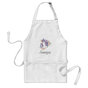 Magical Unicorn Mom & Baby Watercolor Adult Apron