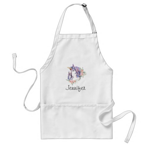 Magical Unicorn Mom  Baby Watercolor Adult Apron