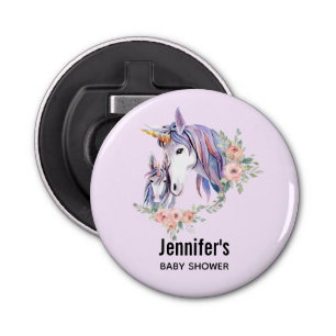 Magical Unicorn Mom & Baby Watercolor Baby Shower Bottle Opener