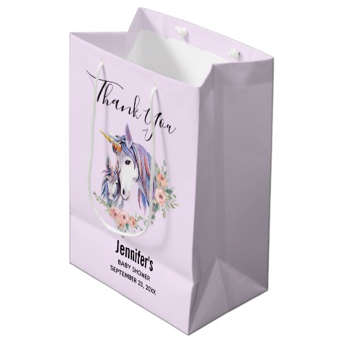Magical Unicorn Mom  Baby Watercolor Baby Shower Medium Gift Bag