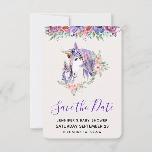 Magical Unicorn Mom  Baby Watercolor Baby Shower Save The Date