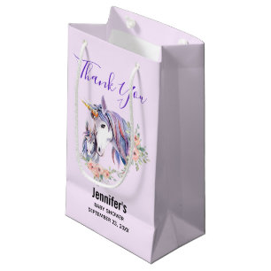 Magical Unicorn Mom & Baby Watercolor Baby Shower Small Gift Bag