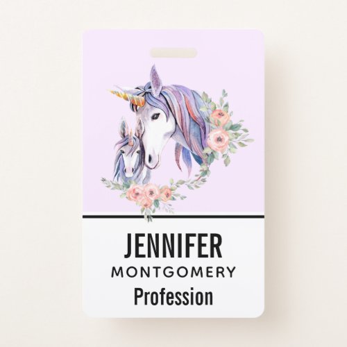 Magical Unicorn Mom  Baby Watercolor Badge
