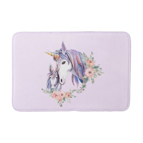 Magical Unicorn Mom  Baby Watercolor Bath Mat