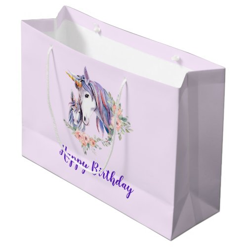 Magical Unicorn Mom  Baby Watercolor Birthday Large Gift Bag