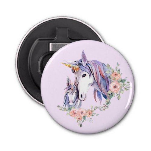 Magical Unicorn Mom  Baby Watercolor Bottle Opener