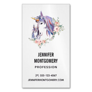 Magical Unicorn Mom & Baby Watercolor Business Card Magnet