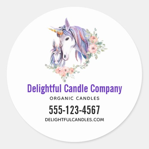 Magical Unicorn Mom  Baby Watercolor Business Classic Round Sticker