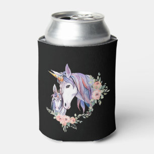 Magical Unicorn Mom & Baby Watercolor Can Cooler