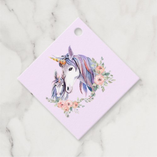 Magical Unicorn Mom  Baby Watercolor Favor Tags