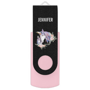 Magical Unicorn Mom & Baby Watercolor Flash Drive
