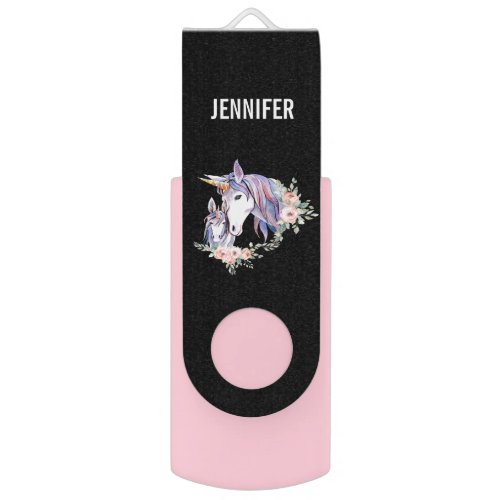 Magical Unicorn Mom  Baby Watercolor Flash Drive