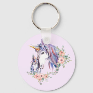 Magical Unicorn Mom & Baby Watercolor Keychain