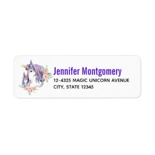 Magical Unicorn Mom & Baby Watercolor Label