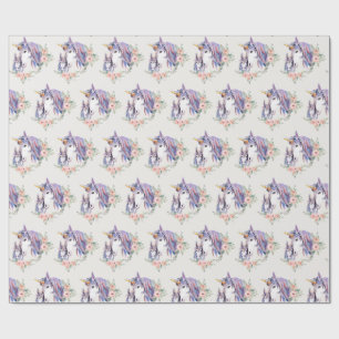 Magical Unicorn Mom & Baby Watercolor Pattern Wrapping Paper