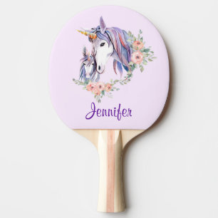 Magical Unicorn Mom & Baby Watercolor Ping Pong Paddle
