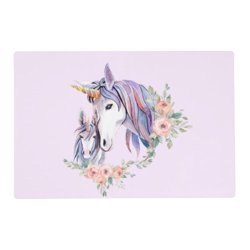 Magical Unicorn Mom  Baby Watercolor Placemat