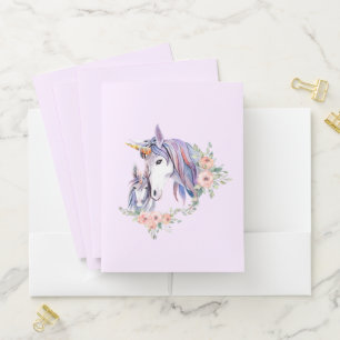 Magical Unicorn Mom & Baby Watercolor Pocket Folder