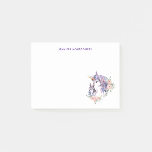 Magical Unicorn Mom  Baby Watercolor Post_it Notes