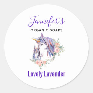 Magical Unicorn Mom & Baby Watercolor Soap Candle Classic Round Sticker