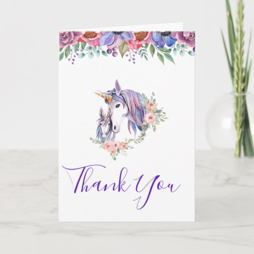 Magical Unicorn Mom  Baby Watercolor Thank You Card
