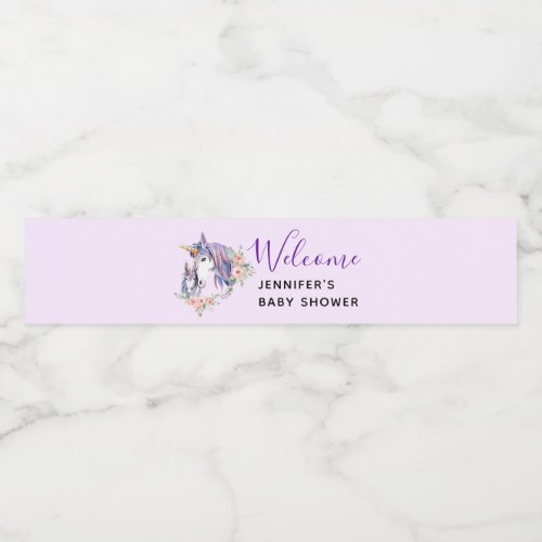 Magical Unicorn Mom  Baby Watercolor Water Bottle Label