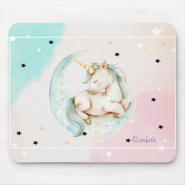Magical Unicorn, Moon, Stars Mouse Pad (Front)
