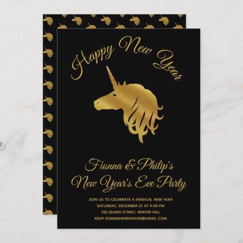 Magical Unicorn New Years Eve Party Invitation