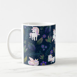 Magical Unicorn Night Forest Seamless Pattern Coffee Mug