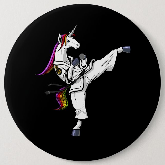 Magical Unicorn Ninja Karate Funny Martial Arts Button (Front)