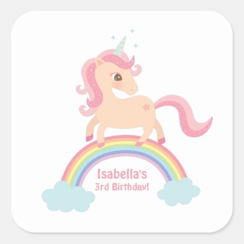 Magical Unicorn on Rainbow Girls Stickers