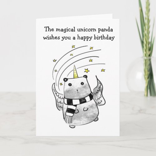 Magical Unicorn Panda Birthday Card