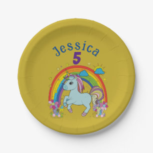 Magical Unicorn Party Invite coloring in color Paper Plates