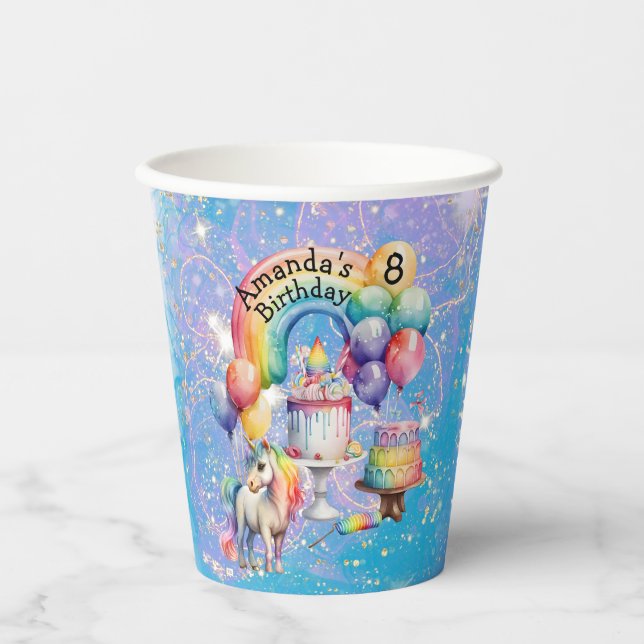 Magical Unicorn Party Kids Birthday ideas Paper Cups (Front)